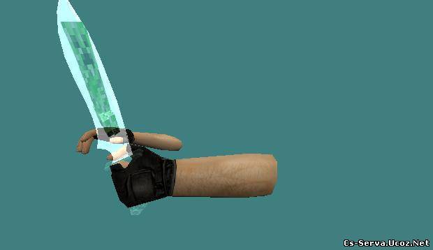 Прозрачный,Классический нож в левой Руке + Рисунок крипера By EclIpS