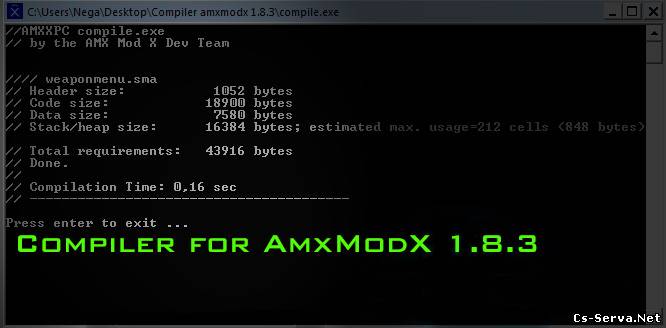 Компилятор плагинов amxx для AmxModx 1.8.3