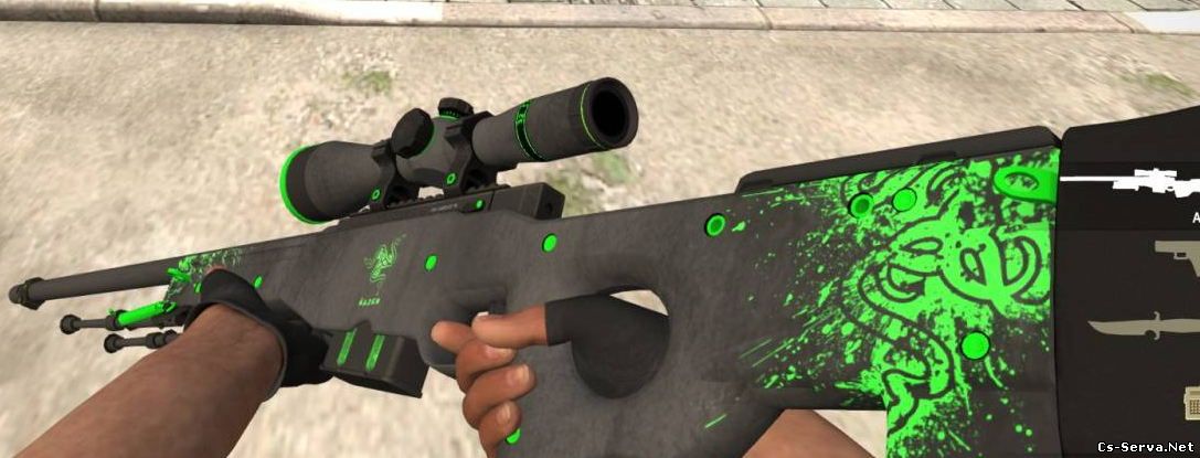 Ярко зеленая модель awp_razer для CS:GO